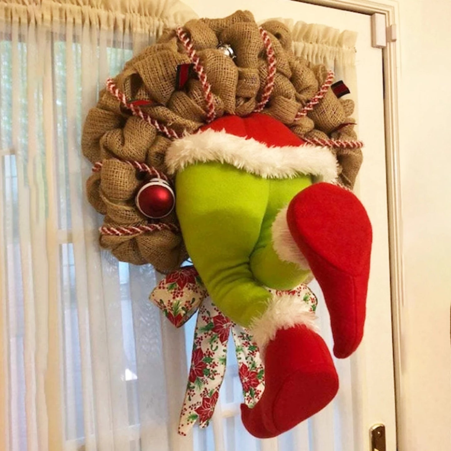 Christmas Thief Wreath，Christmas Elf Leg Wreath，