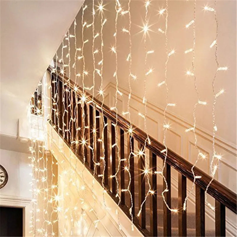 Christmas Led Lights Curtain Garland 3X3M 300 LED