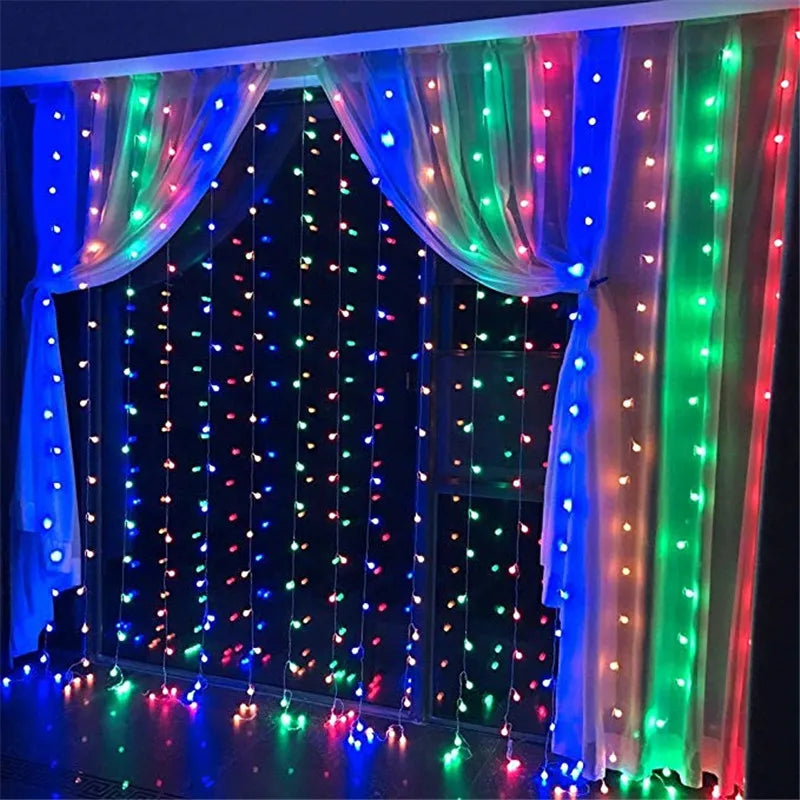 Christmas Led Lights Curtain Garland 3X3M 300 LED