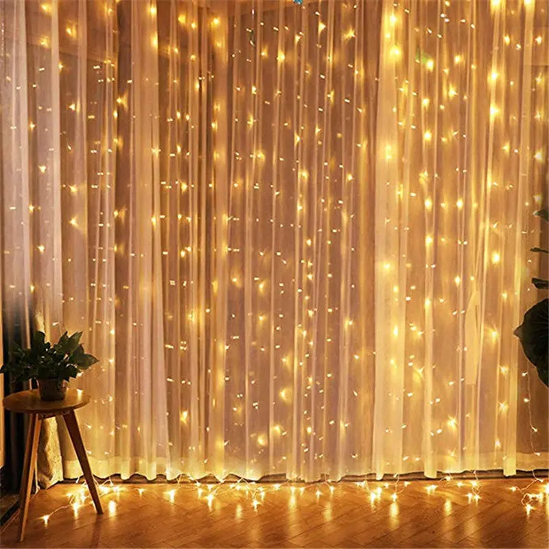 Christmas Led Lights Curtain Garland 3X3M 300 LED