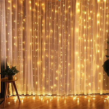 Christmas Led Lights Curtain Garland 3X3M 300 LED