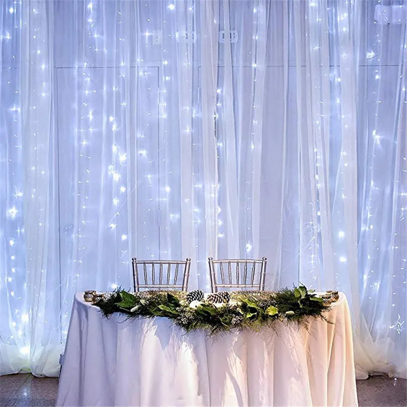 Christmas Led Lights Curtain Garland 3X3M 300 LED