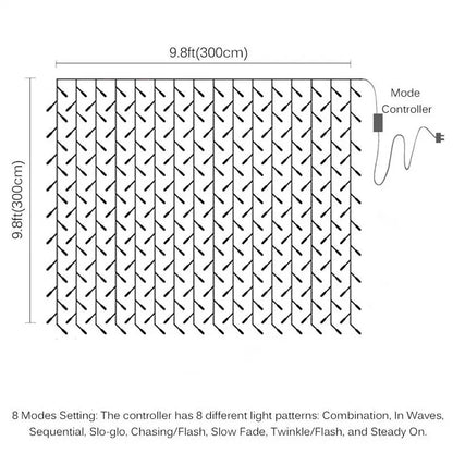 Christmas Led Lights Curtain Garland 3X3M 300 LED
