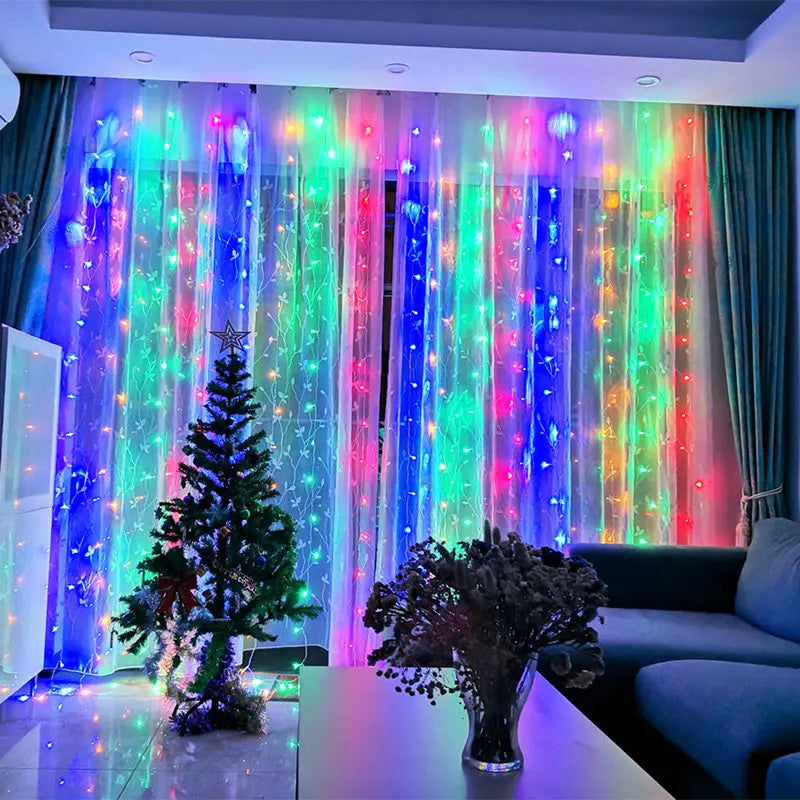 Christmas Led Lights Curtain Garland 3X3M 300 LED
