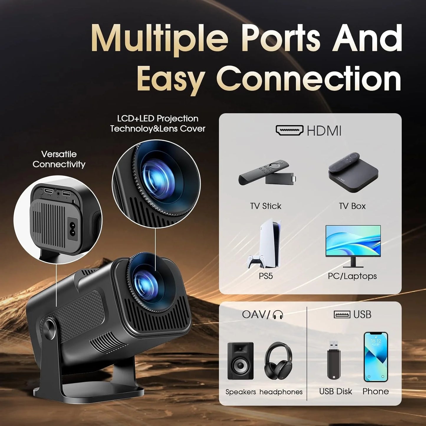 Portable Projector 1080p Professional