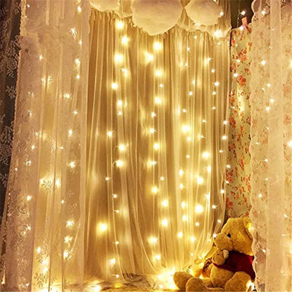 Christmas Led Lights Curtain Garland 3X3M 300 LED